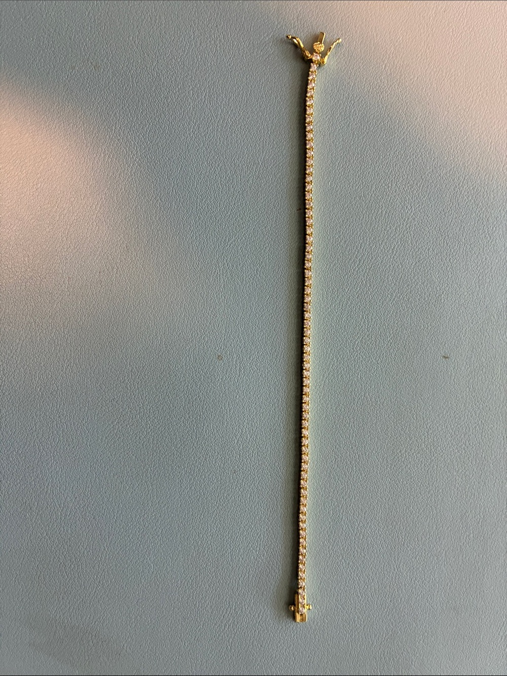 Gold Tennis Bracelet with Clear Stones